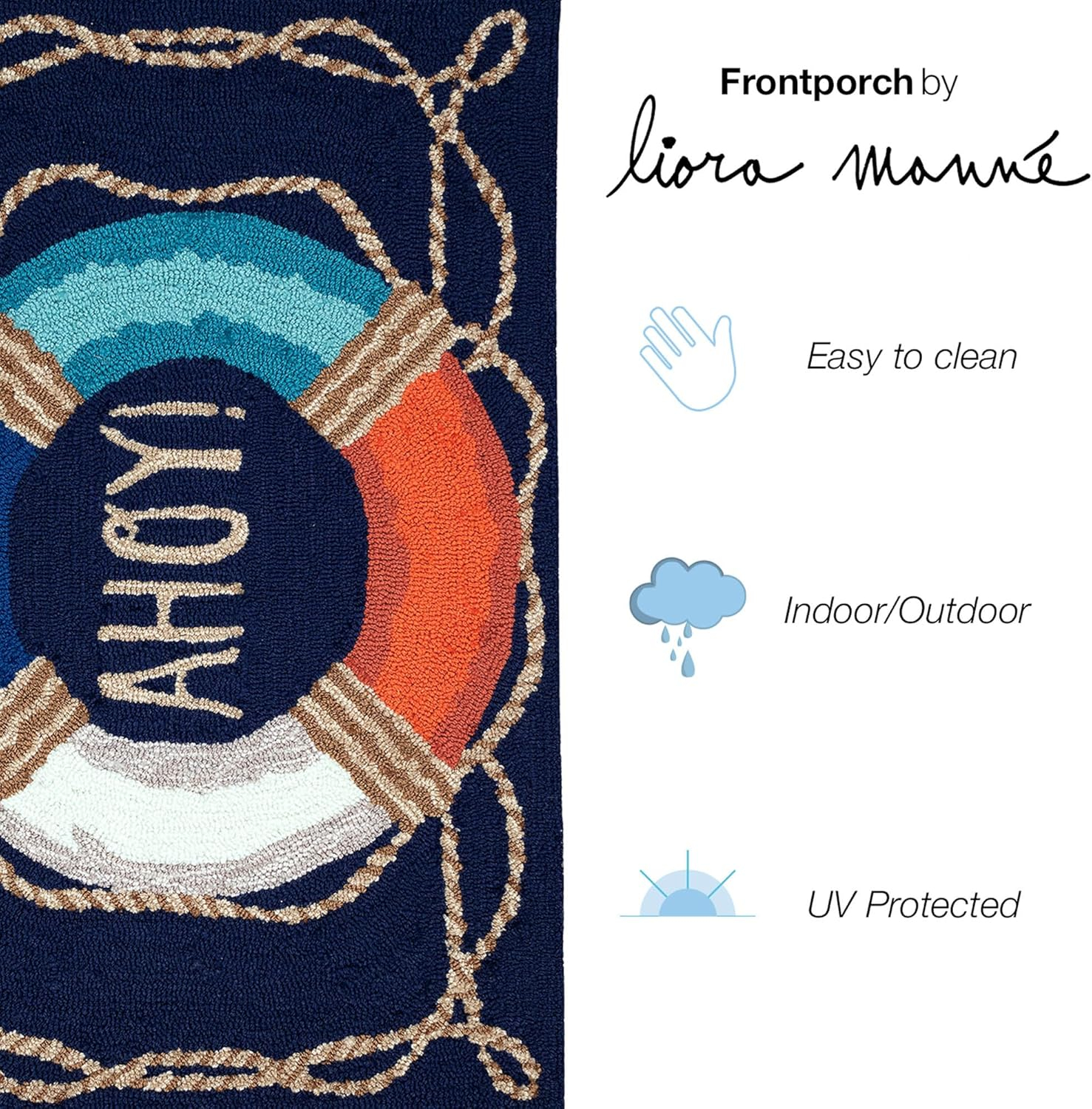 Liora Manne Frontporch Anchor Indoor/Outdoor Rug Navy 2' x 3'