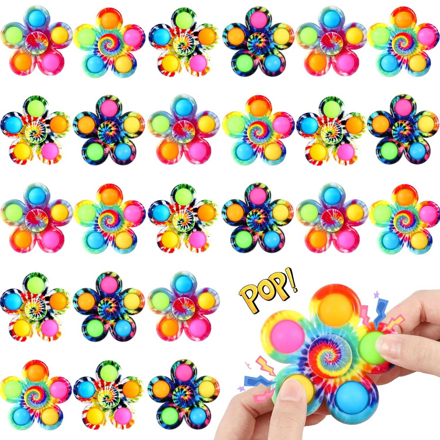 Gigilli 24 Pack Party Favors Fidget Spinners for Kids 4-8 8-12, Goodie Bags Stuffers for Kids 3-5, Pop Mini Fidget Toys Bulk ADHD Classroom Prizes, Toddler Birthday Party Gifts, Adult Anxiety Toys