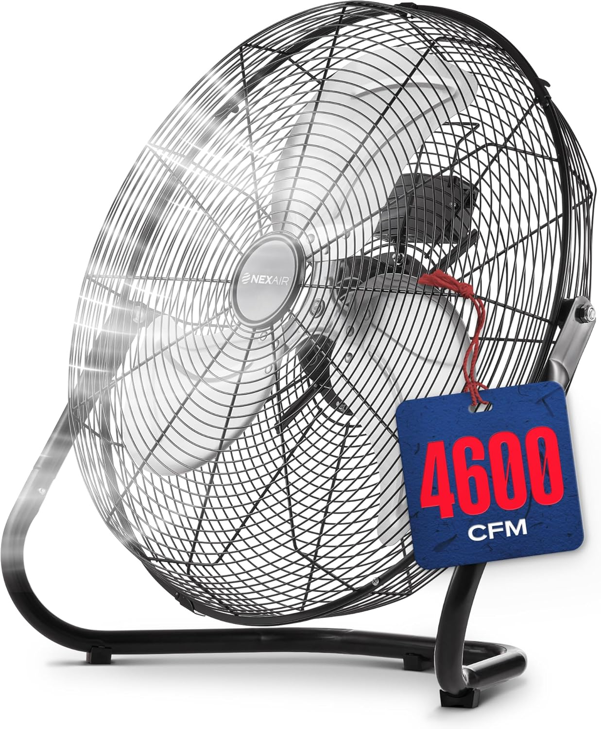 3-Speed 12 In High-Velocity Heavy Duty Metal Industrial Floor Fan, 1650 CFM Powerful cooling fan for office, Commercial, Residential, and Greenhouse Use, with 180° Adjustable Vertical Tilt