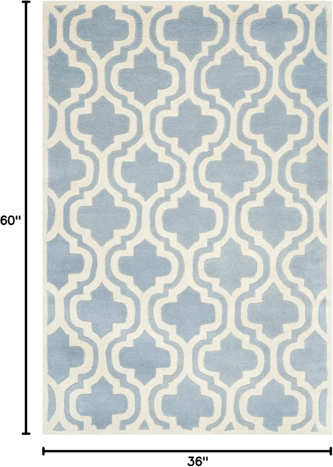 SAFAVIEH Chatham Henry Geometric Quatrefoil Wool Area Rug, Blue/Ivory, 3' x 5'