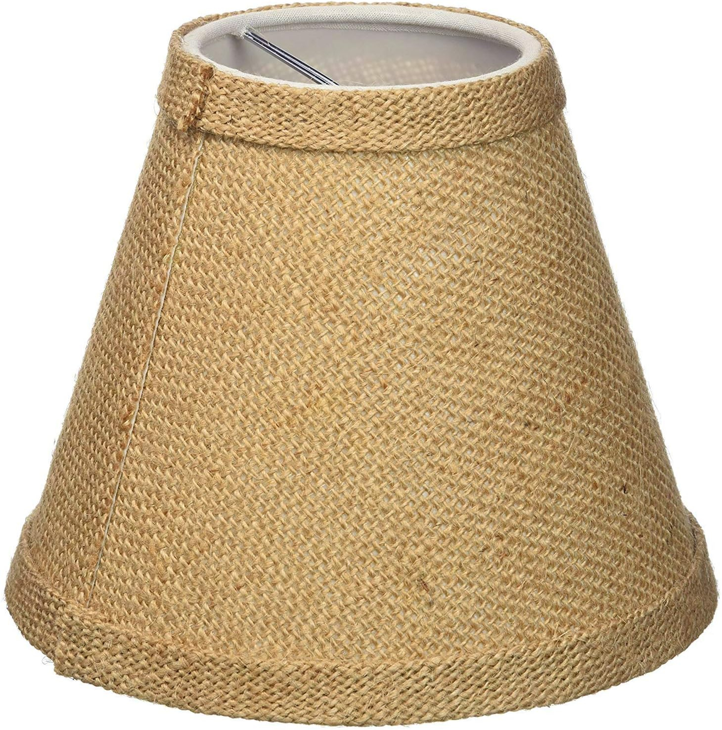 Natural Burlap Hardback Chandelier Lamp Shade, 6-Inch