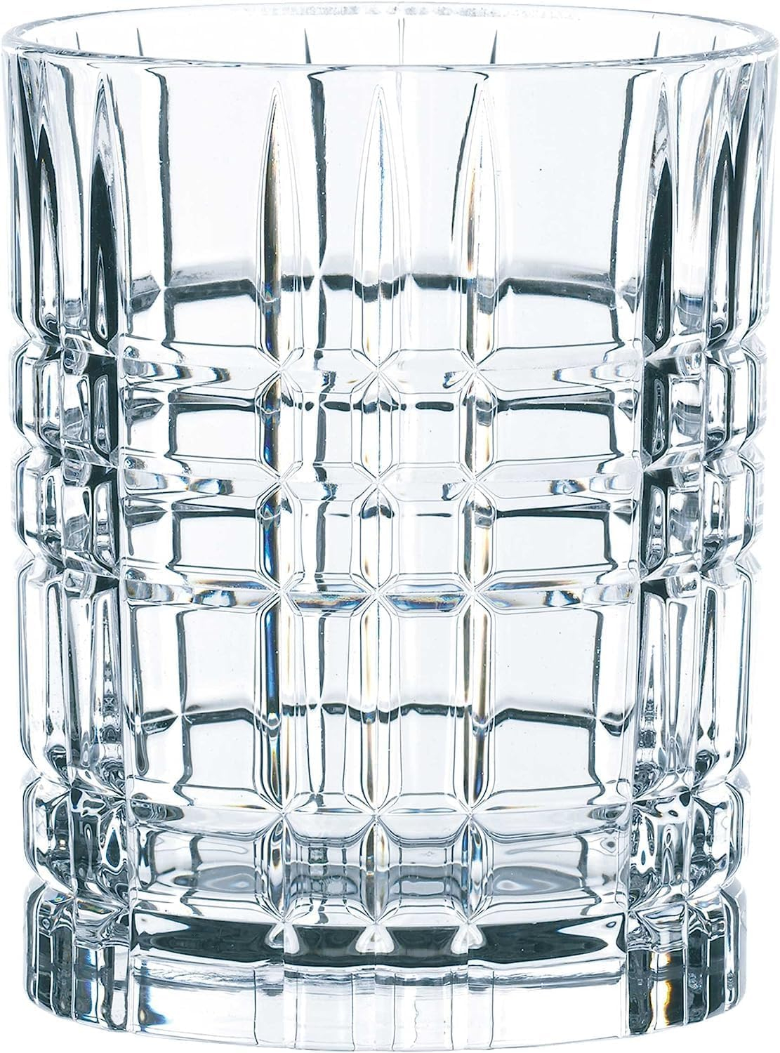 Nachtmann Square 11 Oz Whiskey Glass (Set of 4) - Crystal Double Old Fashioned Glasses, Modern Linear Rock Glasses for Cocktails & Bourbon, Dishwasher Safe Drinkware - Restaurant & Barware Essentials