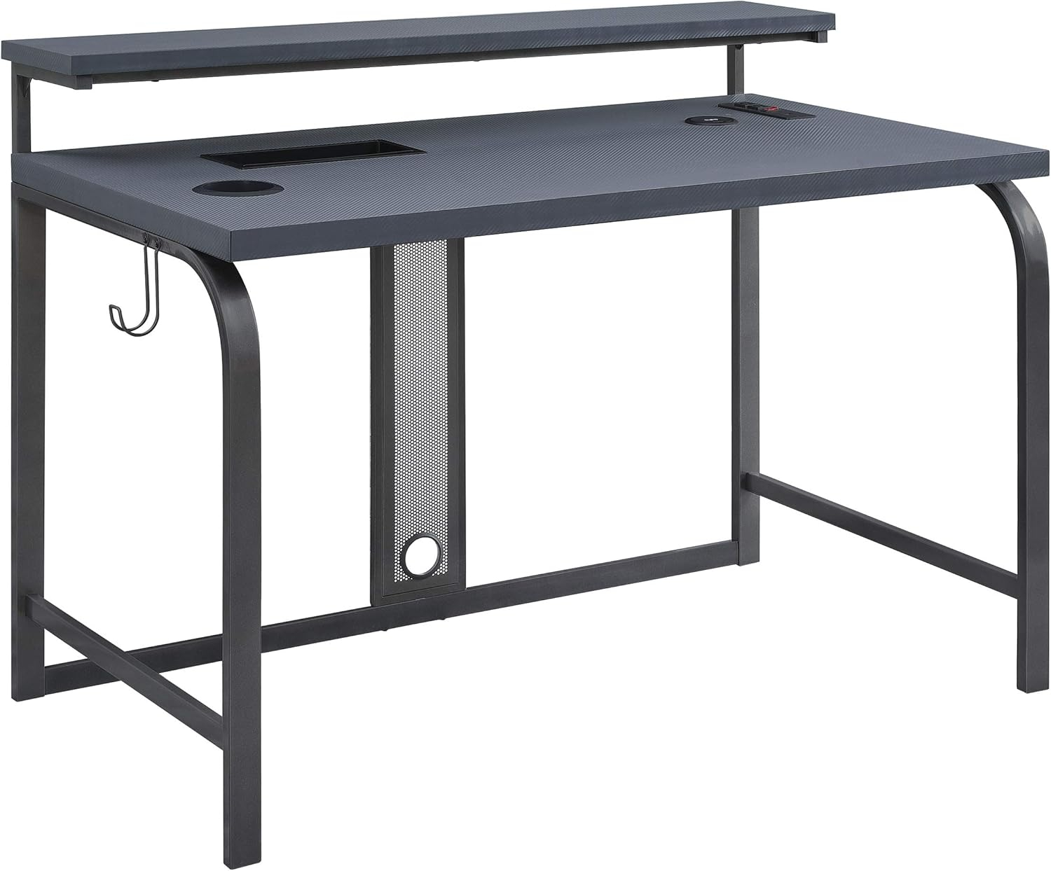 OSP Home Furnishings Reload 48-Inch Gaming Desk in Gray Steel Metal