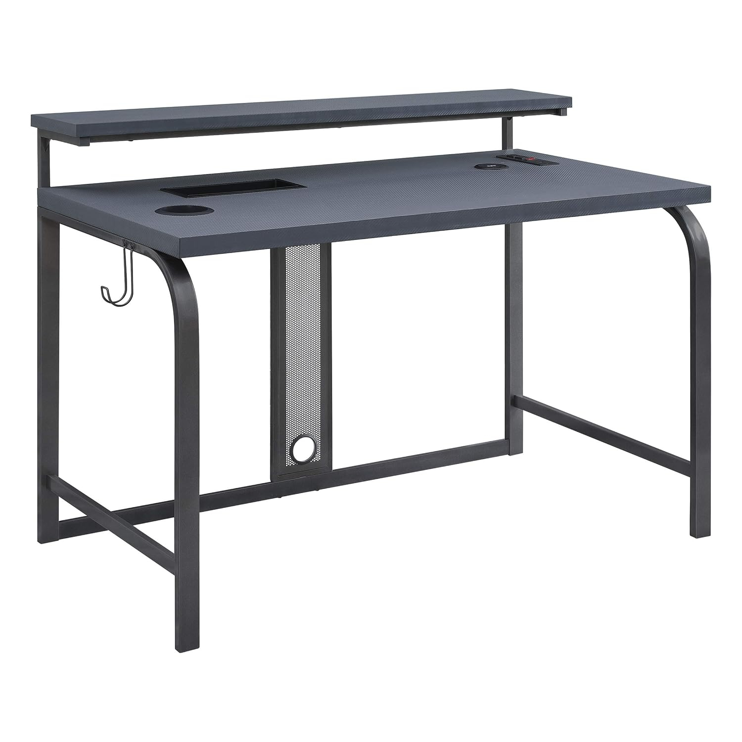 OSP Home Furnishings Reload 48-Inch Gaming Desk in Gray Steel Metal