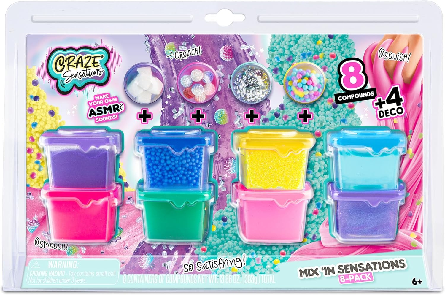 Canal Toys Craze’ Mix 'in Sensations Multicolor 8 Pack; Make your own ASMR Sounds; Awesome Effects and Sensations; includes 8 Different Compound Sensations, 8 Storage Containers, 8 Deco Mix'