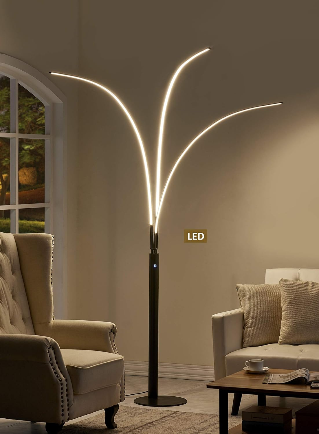 Artiva  Aurora LED Arch Tree Floor Lamp, 92" - 92 black Black