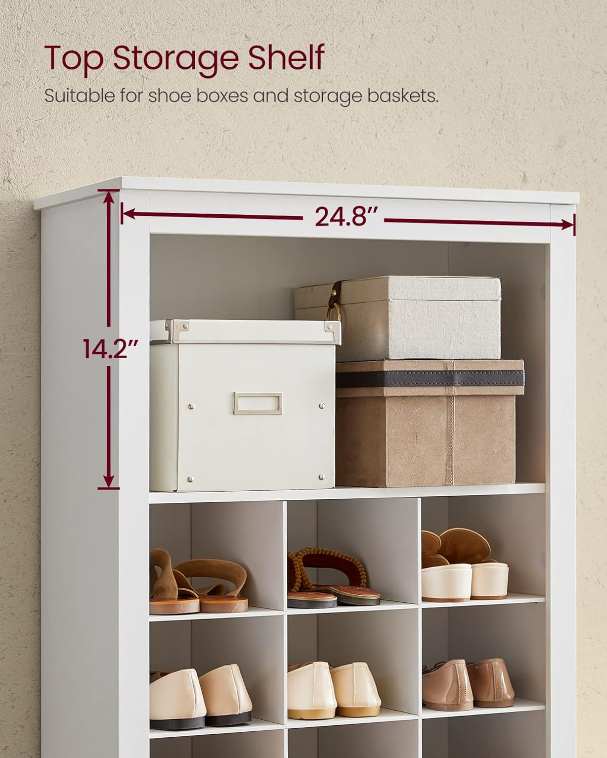 VASAGLE Shoe Storage Cabinet 10 Tier Elegant Shoe Rack Organizer Holds Up to 30 Pairs of Shoes for Entryway Bedroom 12.6 x 24.8 x 73.6 Inches White