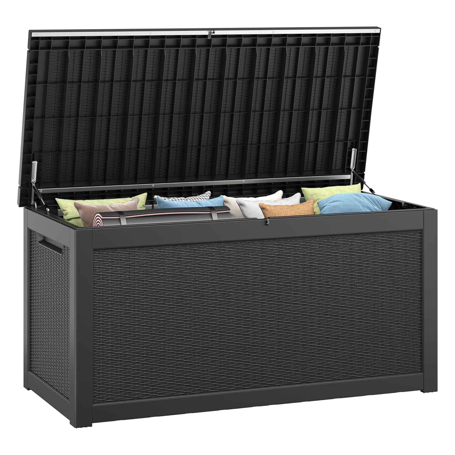 260 Gallon Resin Deck Box, Large Indoor and Outdoor Storage Box, Weatherproof and UV Resistant Outdoor Storage Box with Built-in Steel Beams for Patio Cushions, Pool Supplies