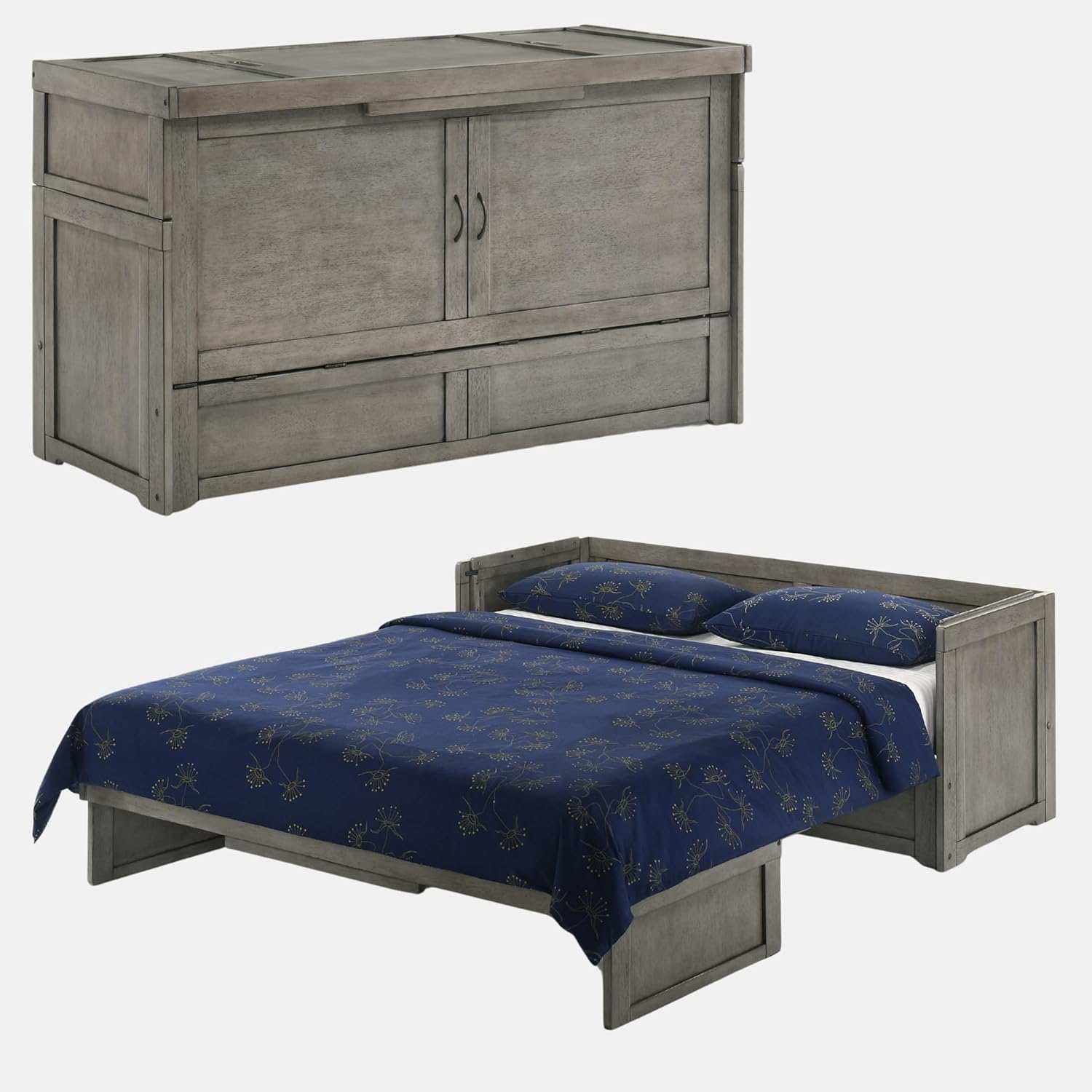 NIGHT & DAY Furniture Murphy Cube Cabinet Bed (Rural Gray, Queen)