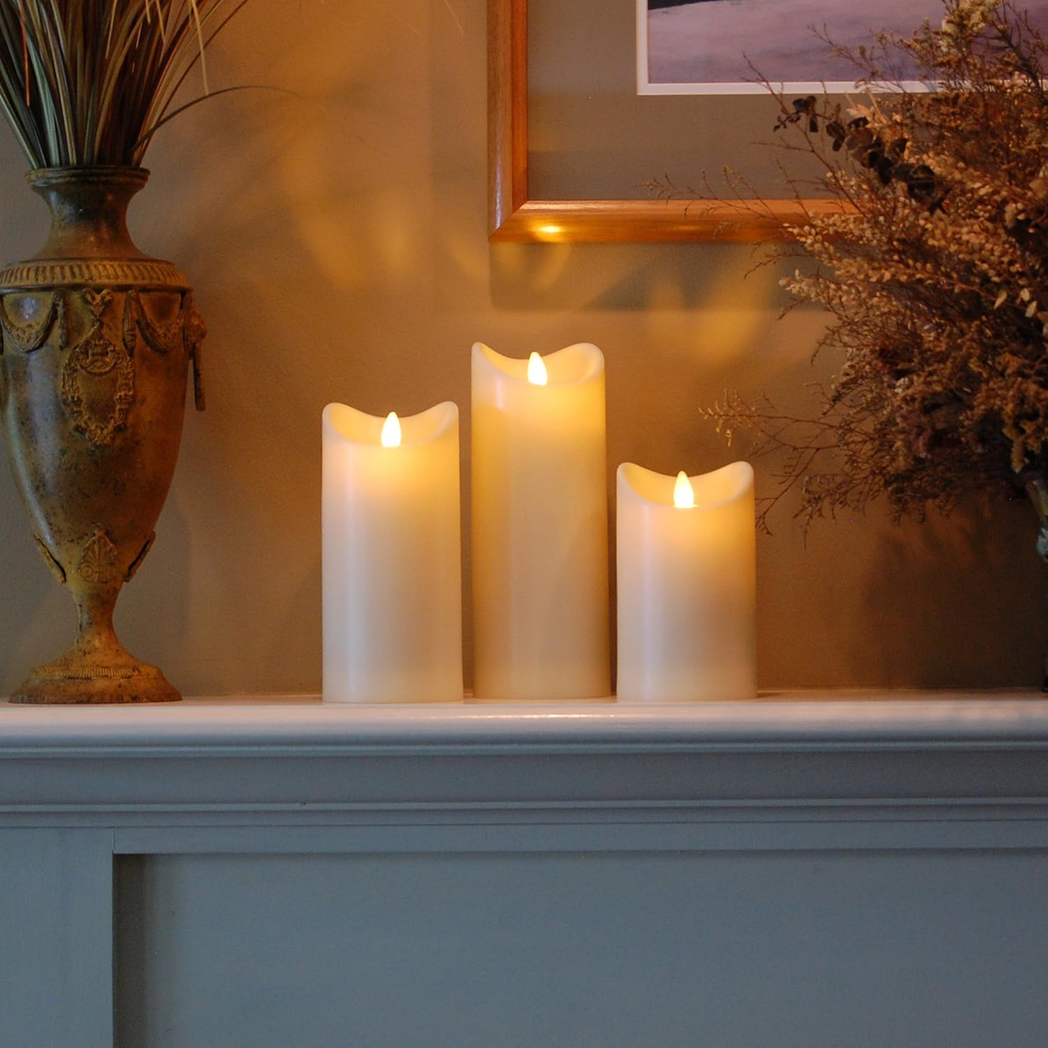 LumaBase Battery Operated 9" Pillar Candle with Flickering Flame