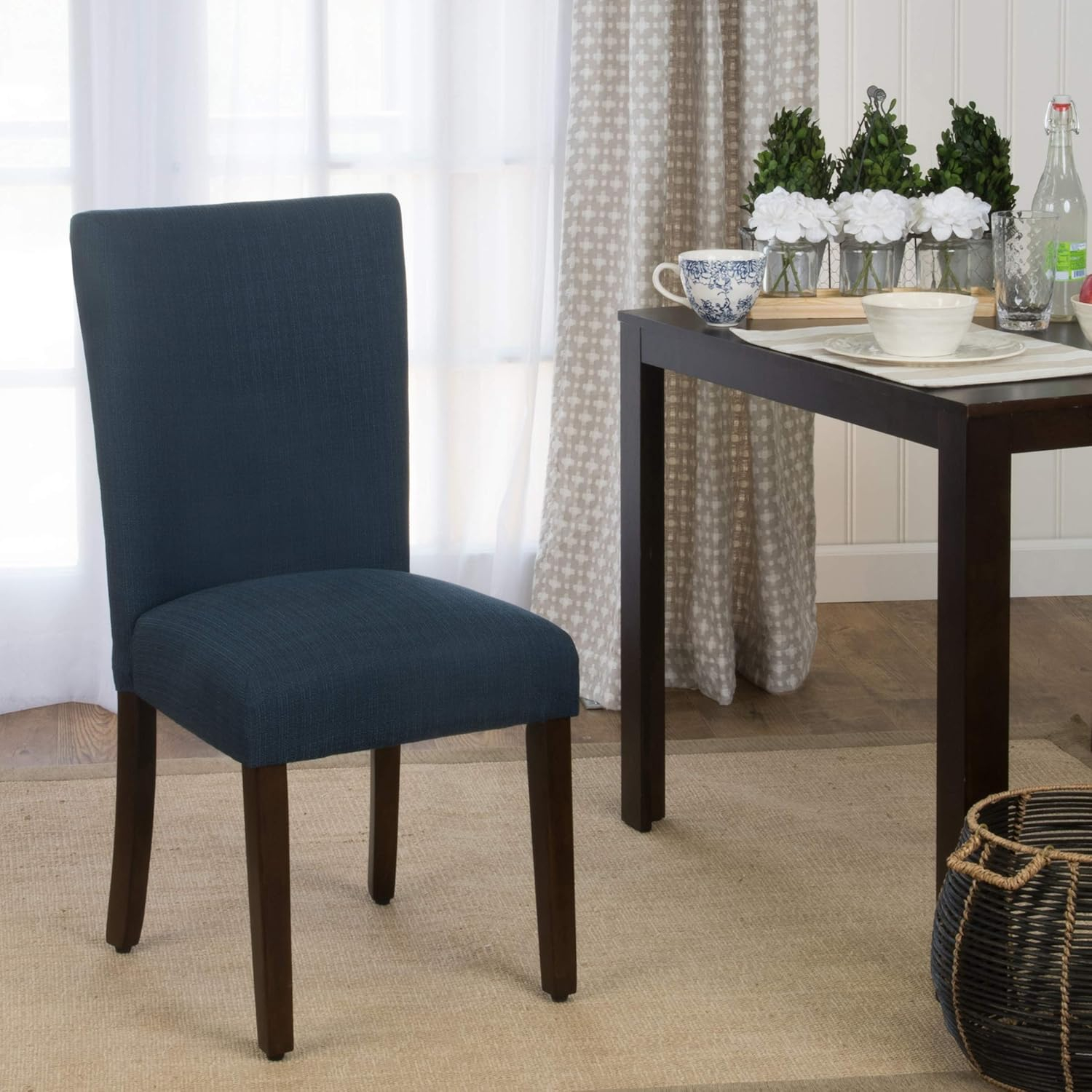 HomePop Classic Parsons Dining Chair, Blue Fabric