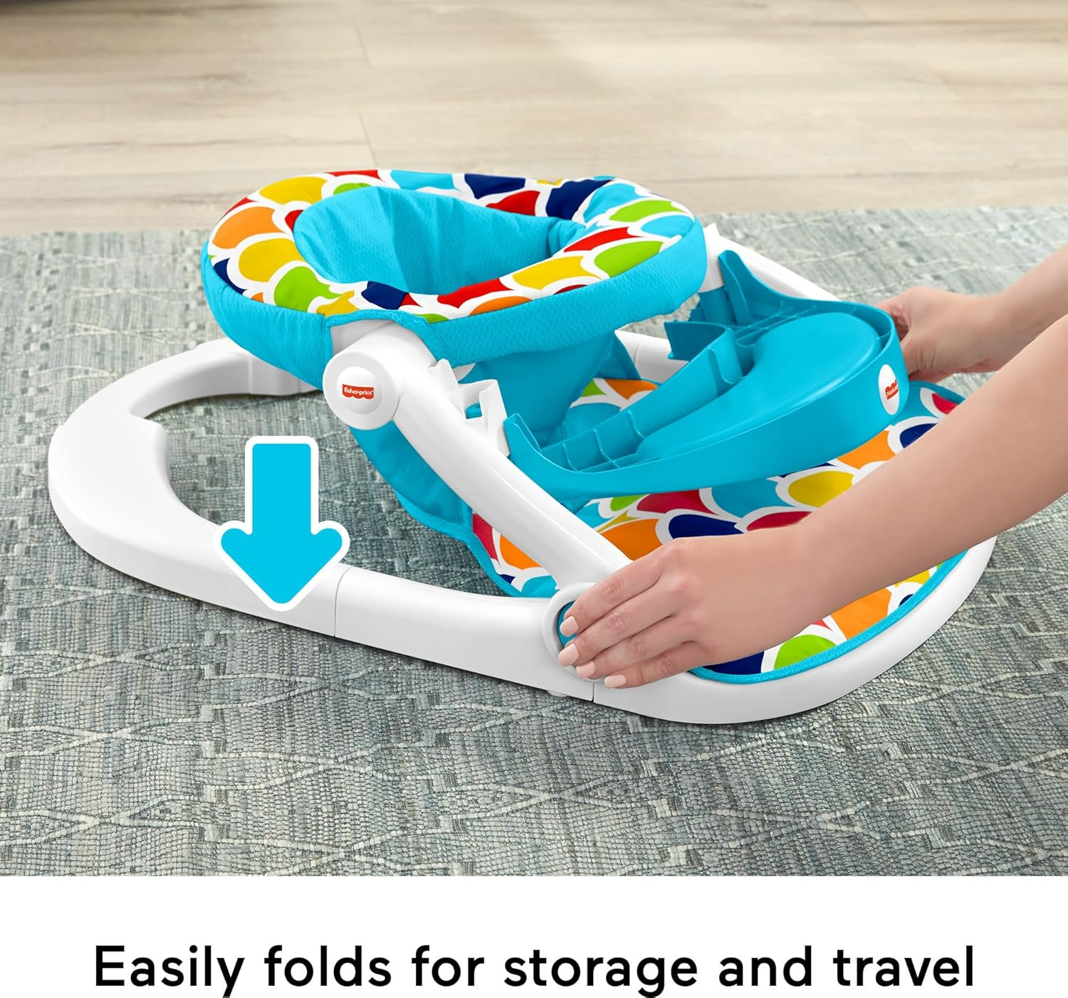 Fisher-Price Deluxe Sit-Me-up Floor Seat Infant Chair with Feeding Tray and Toys, Happy Hills