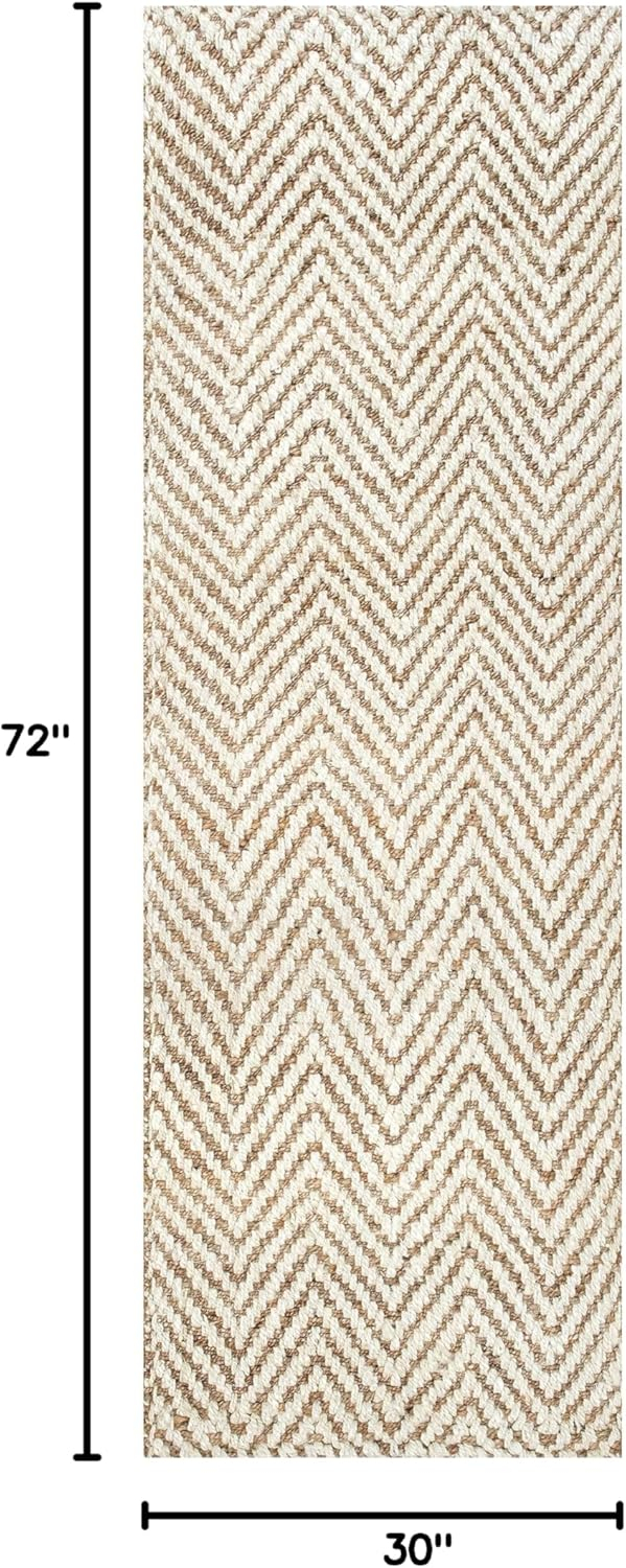 nuLOOM Vania Chevron Jute Area Rug, 2' 6" x 6', Off White