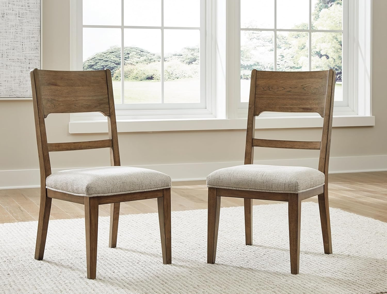 Brown Upholstered Wood Casual Side Chair