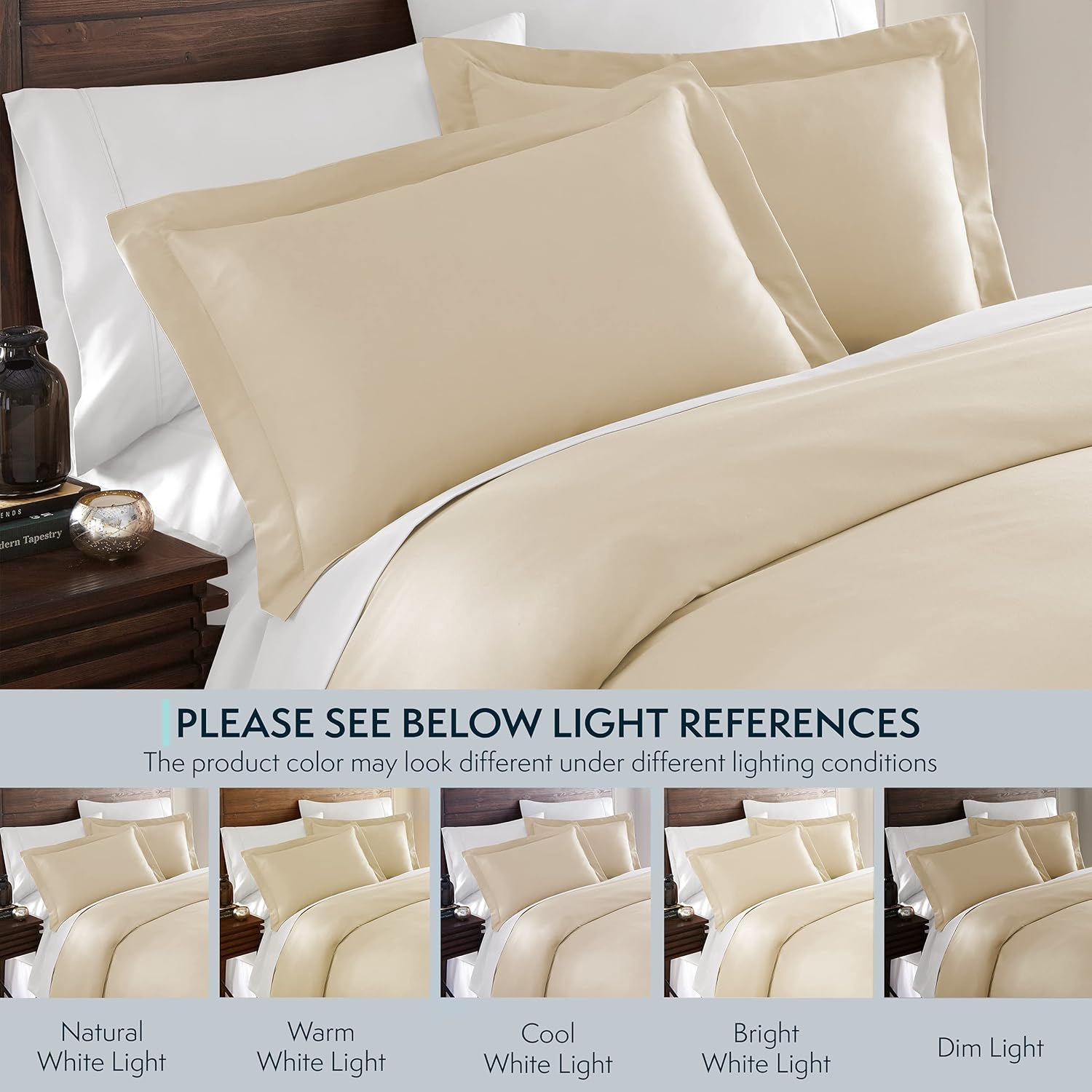 HC Collection Duvet Cover - Cream King Size Duvet Cover - 3 Piece Soft Breathable Microfiber Duvet Cover Set with Zipper Closure & 2 Pillow Shams
