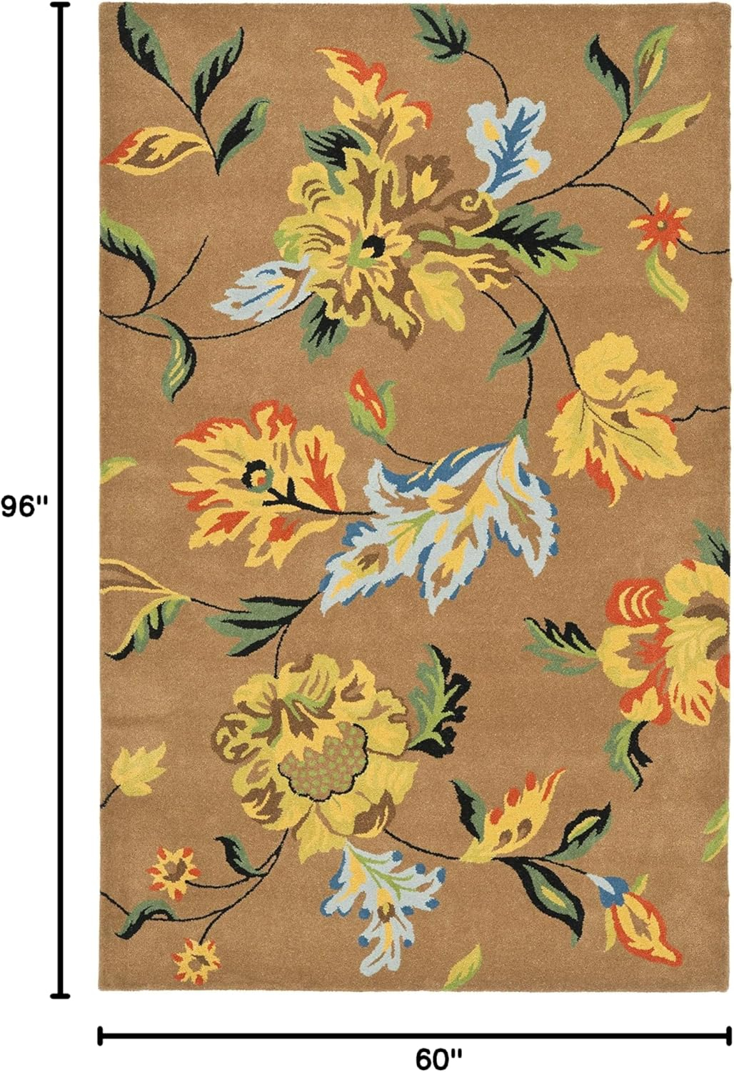 SAFAVIEH Soho Collection 5' x 8' Brown/Multi SOH735A Handmade Premium Wool & Viscose Area Rug