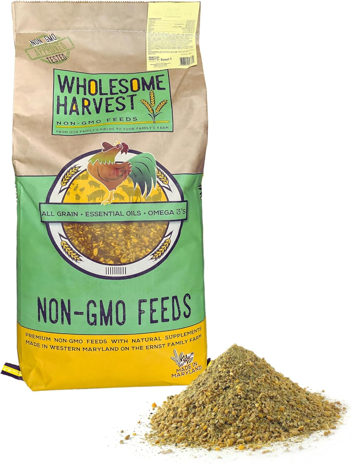 Wholesome Harvest Non-GMO Chicken Feed with Essential Oils - 40 lb