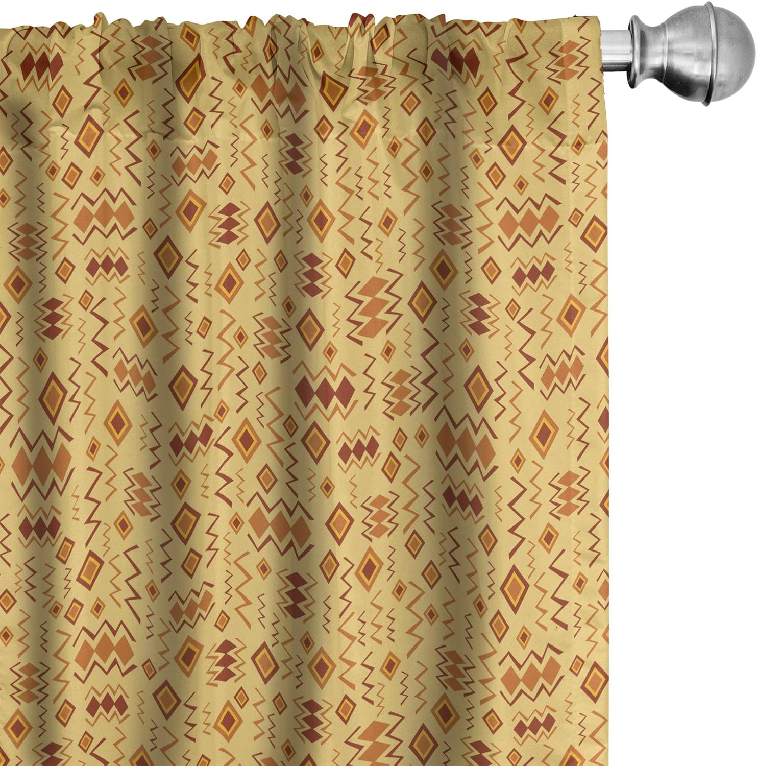 Ambesonne African Curtains, Random Doodles, Pair of 28"x84", Brown Marigold Mustard