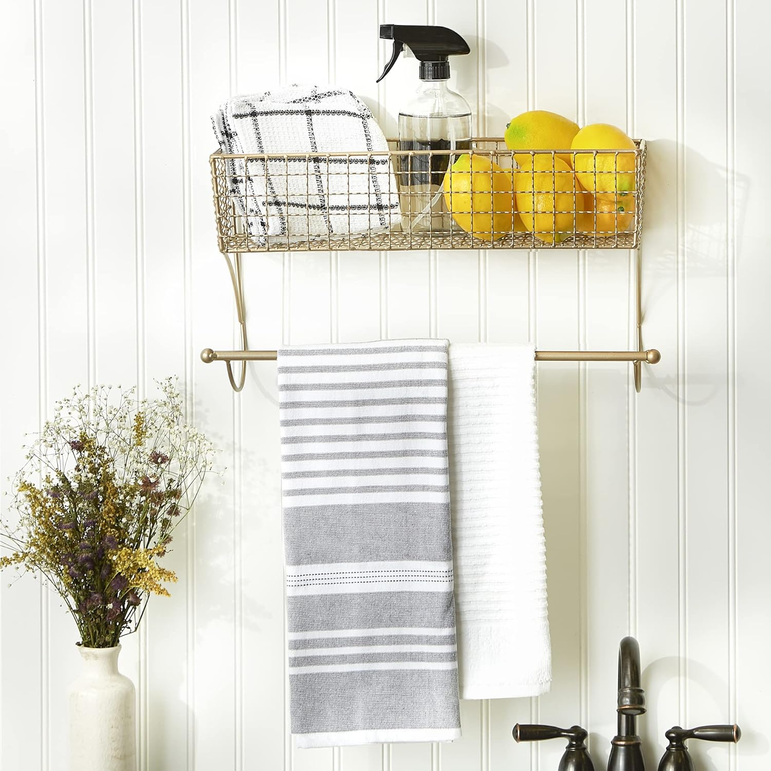 Large Gold MetalFarmhouse Towel Rack 17.75x5.5x9.8