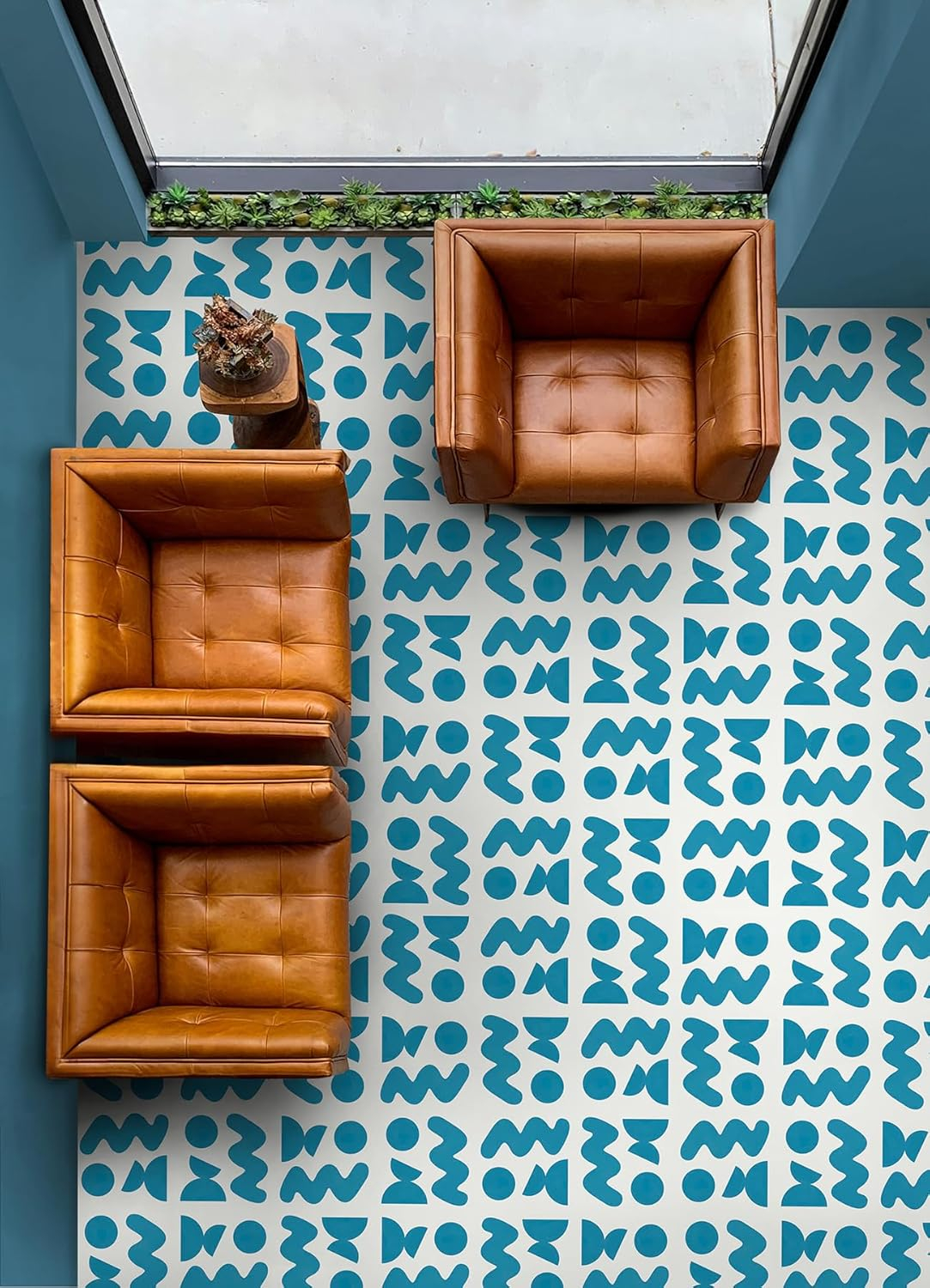 Beth Friend Sky Blue Peel and Stick Floor Tiles, FP6336