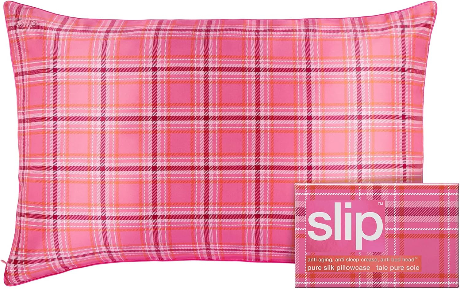 Highland Rose Plaid Pure Silk Queen Pillowcase