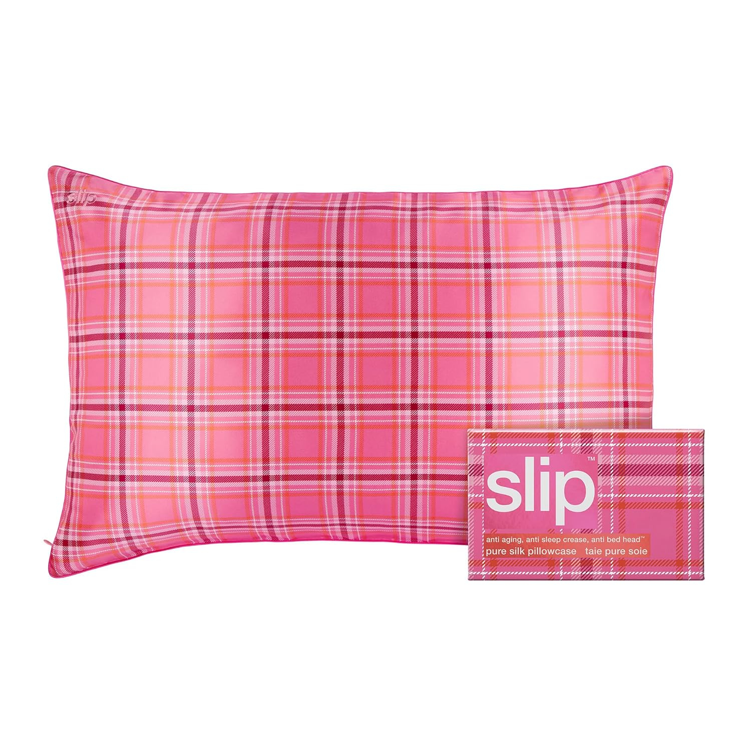 Highland Rose Plaid Pure Silk Queen Pillowcase