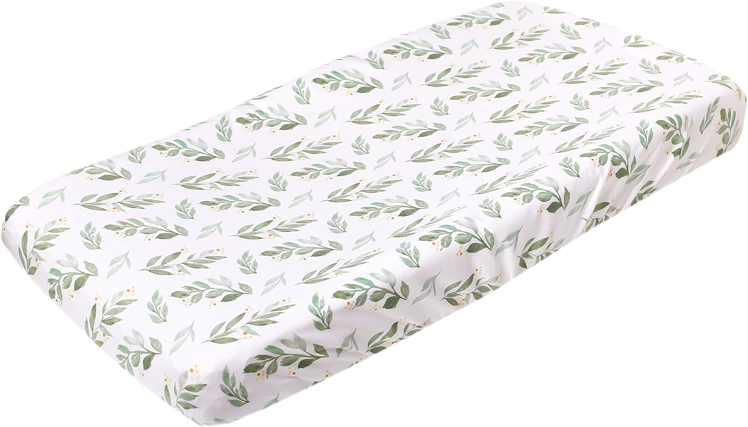 Fern Green and White Cotton Knit Diaper Changing Pad Cover