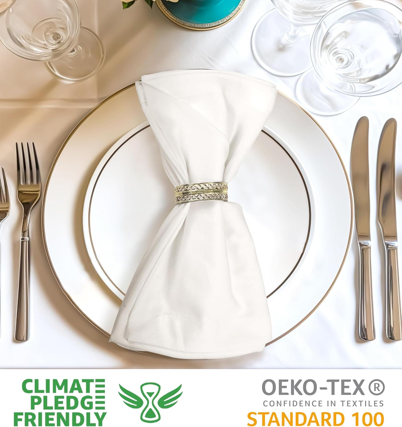 Urban Villa Ivory Cloth Napkins 100% Cotton Dinner Napkins (Set of 12) 18x18 Inches Absorbent Soft Durable Reusable and Washable Napkins - Ideal for Everyday Use Parties Wedding Spring Summer Easter