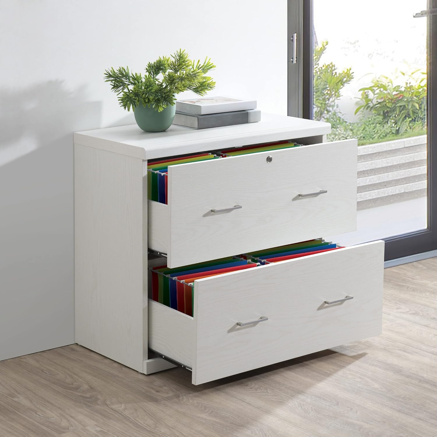 Alpine 2-Drawer Engineered Wood Lateral File with Lockdowel  in White Finish