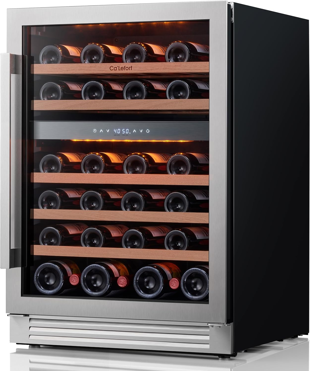 Ca'Lefort 15 Inch Beverage Refrigerator - 80 Can Small Beverage Fridge, Drink Fridge Glass Door 3 LED 34°F -54°F Beverage Cooler Built-in or Freestanding, Perfect for Home/Kitchen(3.0 cu.ft)