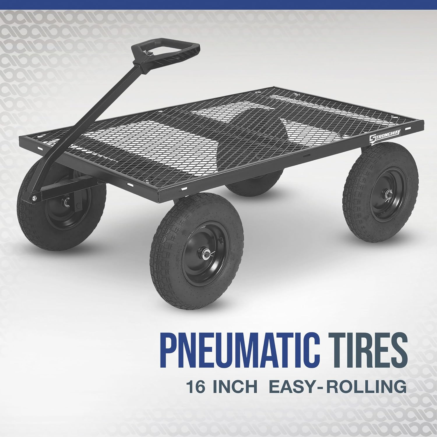 Strongway Black Steel Utility Cart with Pneumatic Wheels