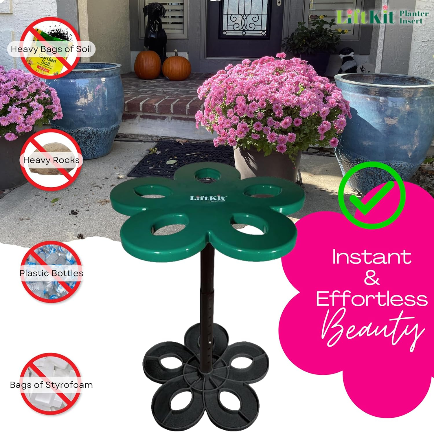 Tall Column Plant Riser Fill Bottom of Tall Flower Pots and Large Plant Containers | Indoor and Outdoor (11-17" Rise, 10" Base, 10" Top)