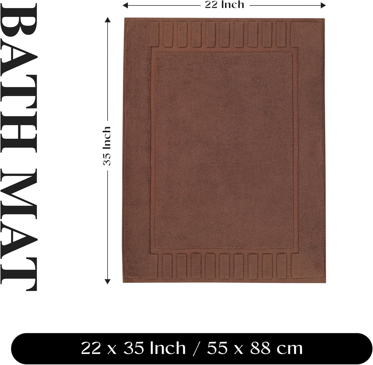 Superior Leo Cotton Geometric Border Bath Mat, 22" x 35", Set of 2, Brown