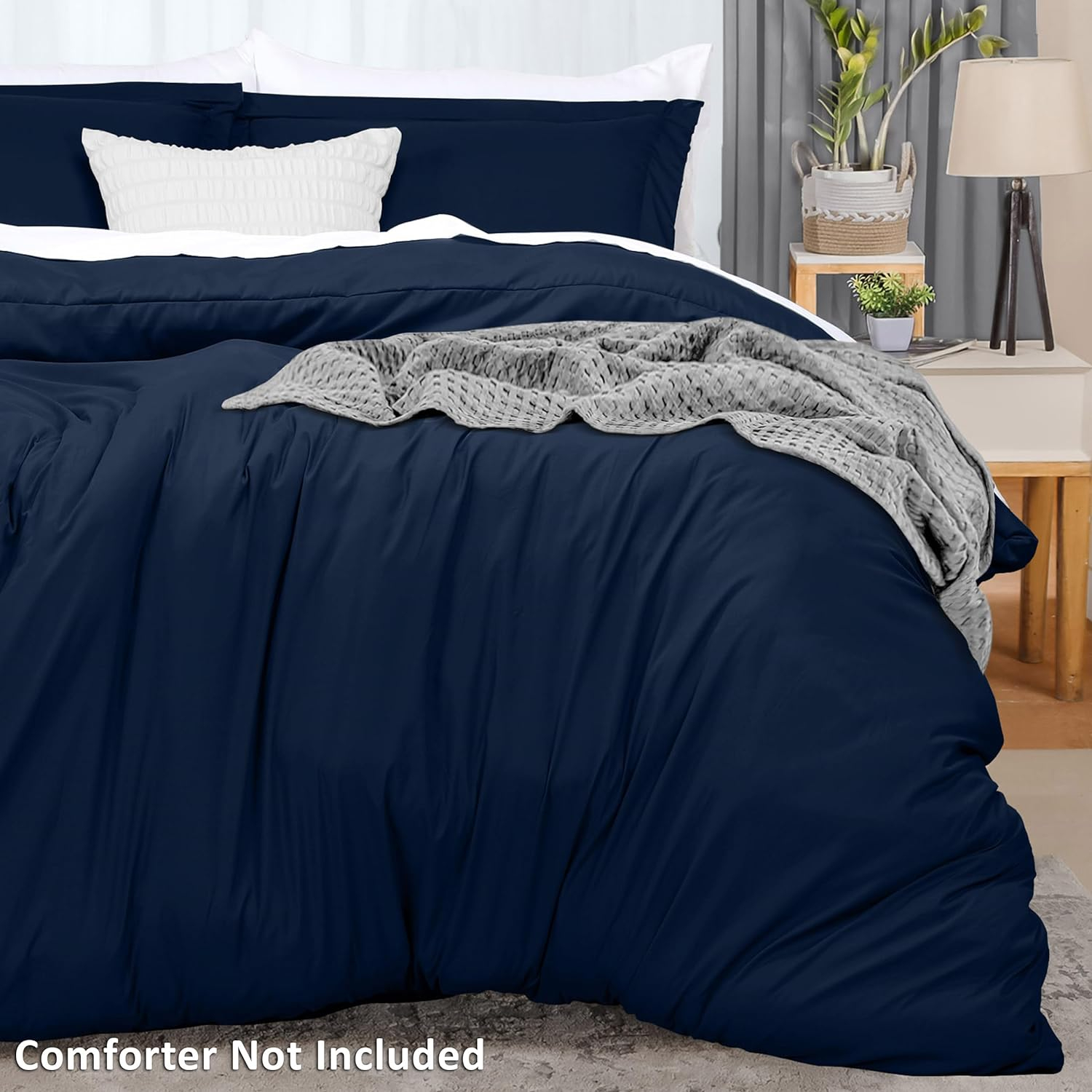Utopia Bedding Duvet Cover Queen Size - 3 Piece with Zipper Closure - 1 Comforter Cover 90X90 Inches & 2 Pillow Shams 20X26 Inches (Navy) Comforter Not Included