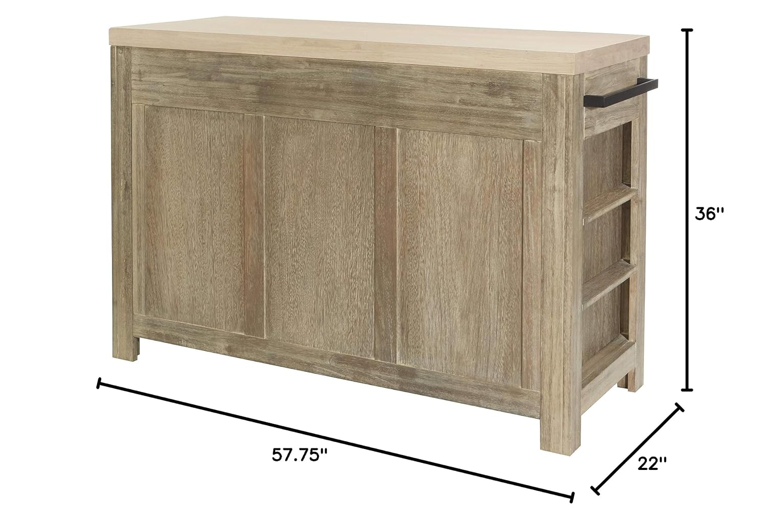 OSP Home Furnishings Cocina Kitchen Island with Spice Rack and Wood Top