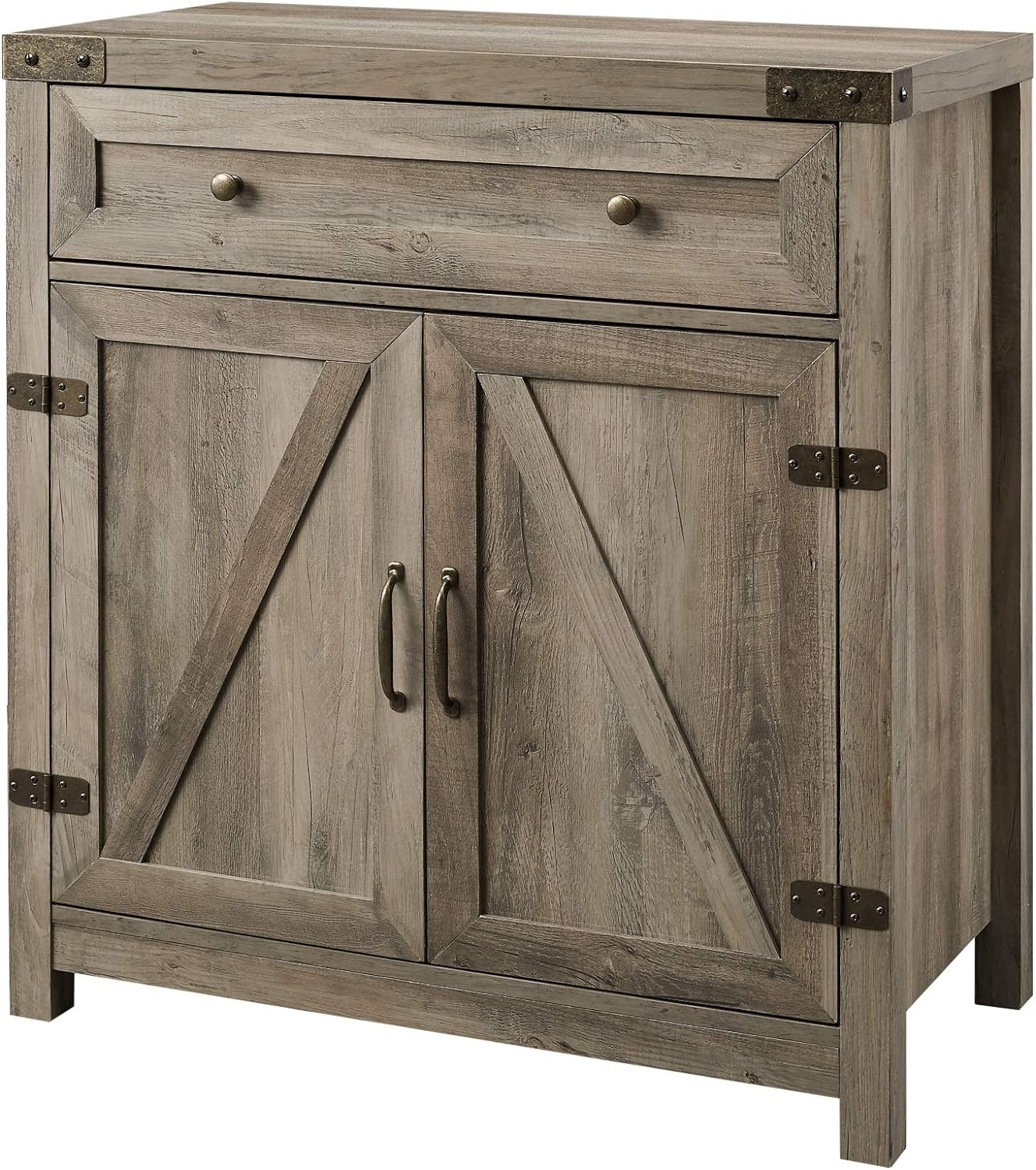 Walker Edison Sliding Barn Door Accent Cabinet, Grey Wash
