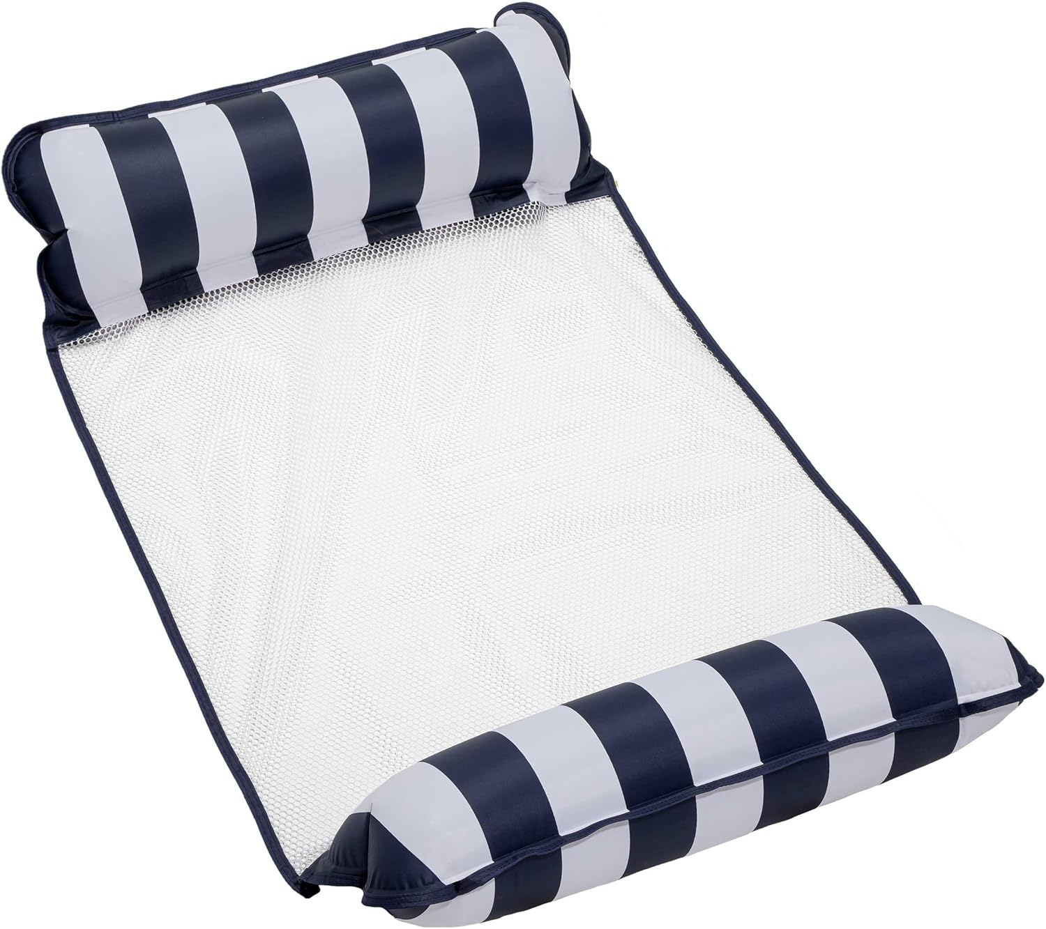 Aqua-Leisure 4 in 1 Inflatable Monterey Hammock Pool Float Chair, Navy Striped