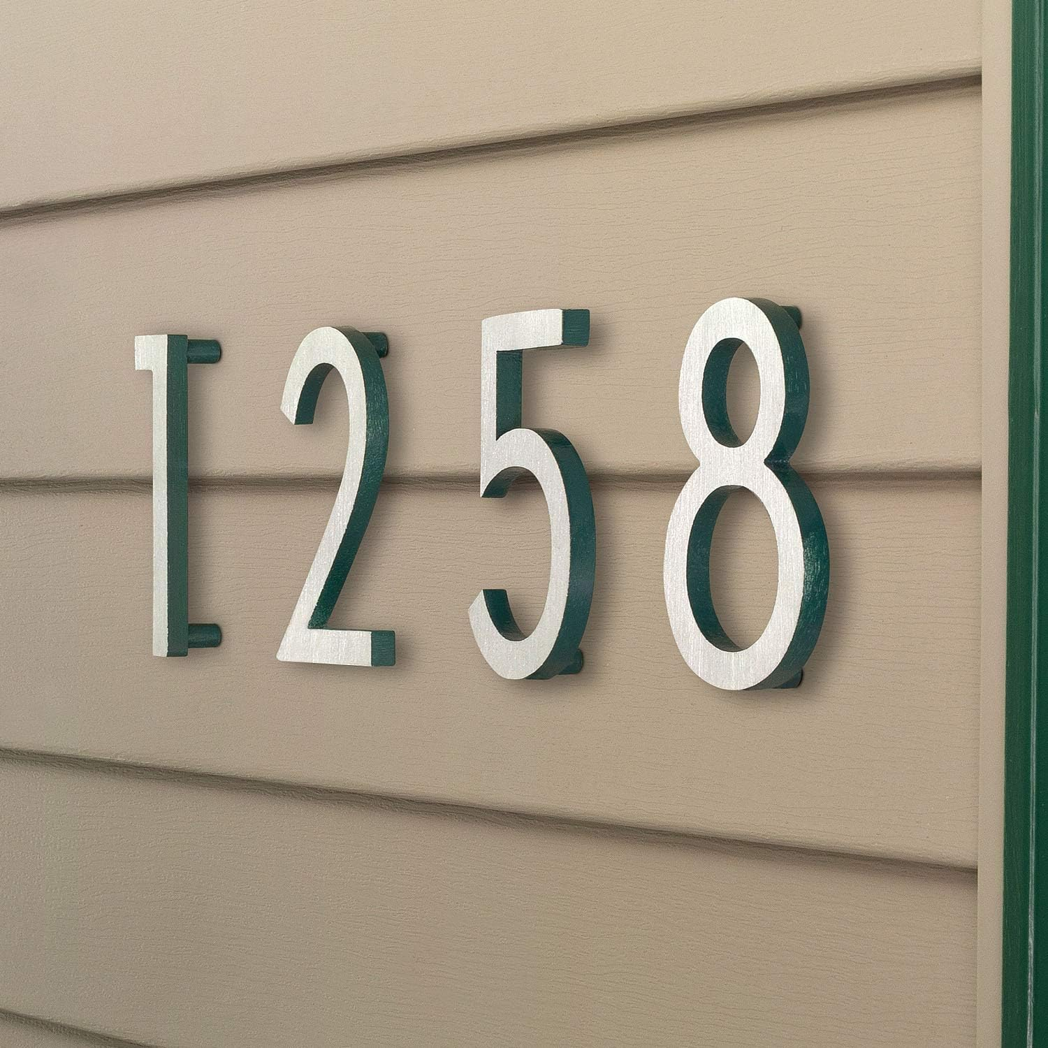 8 Inch Satin Nickel/Brick Red Two Tone Alumunim floating or flat Modern House Number 1