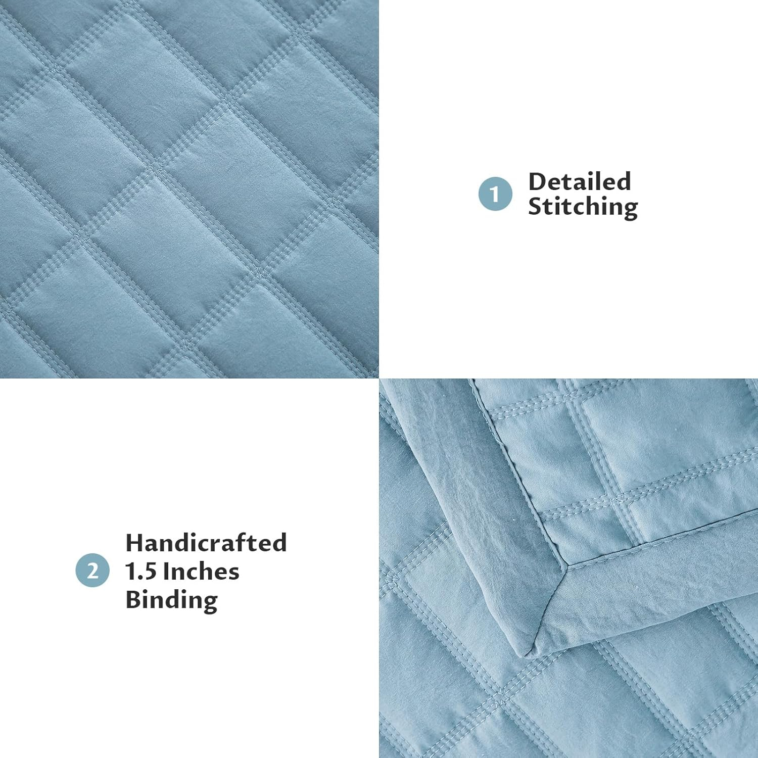 Twin Light Sky Blue Microfiber Reversible Quilt Set
