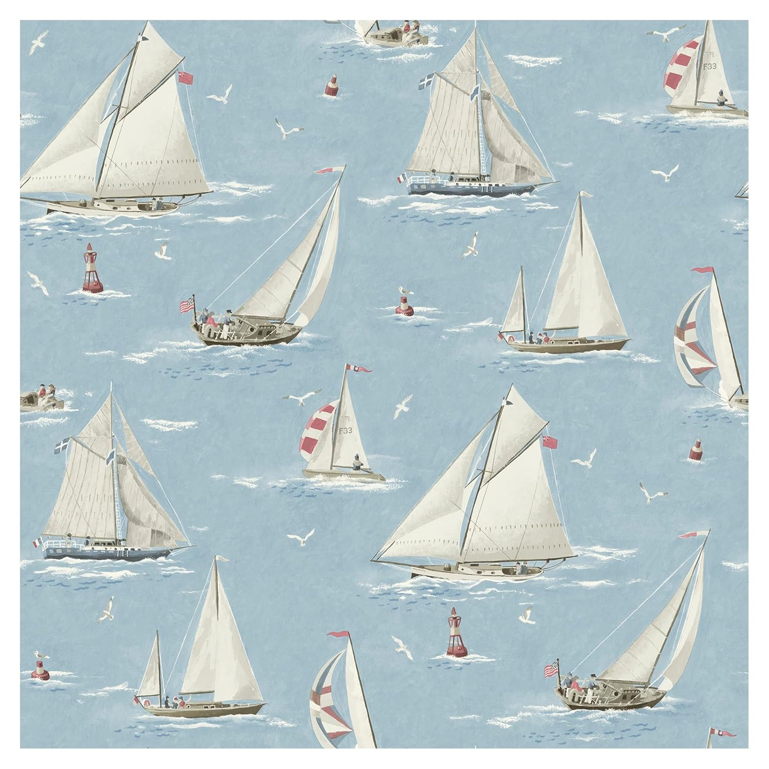 Chesapeake Leeward Light Blue Sailboat Wallpaper