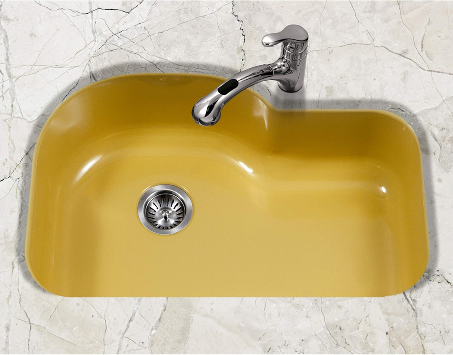 Lemon Yellow Cast Iron Single Bowl Kitchen Sink