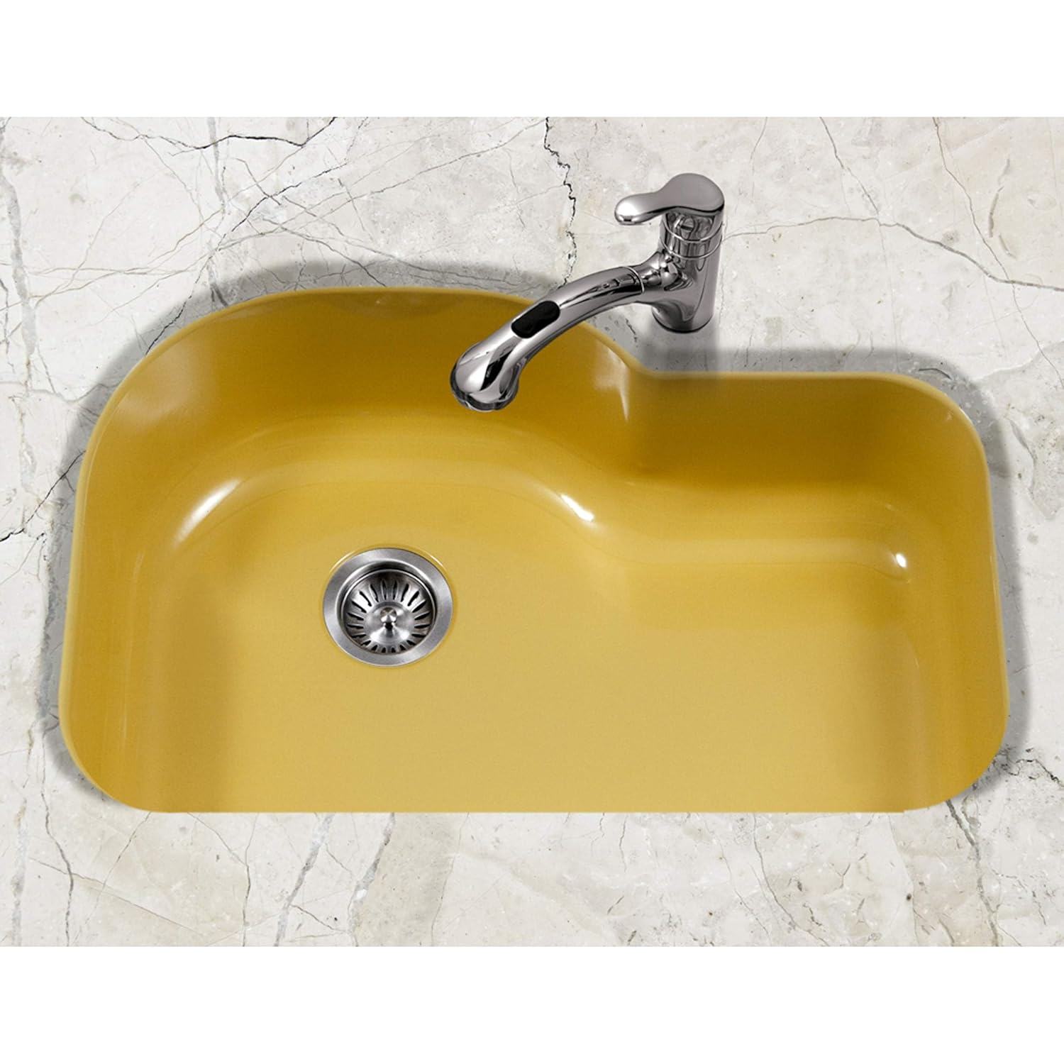 Lemon Yellow Cast Iron Single Bowl Kitchen Sink