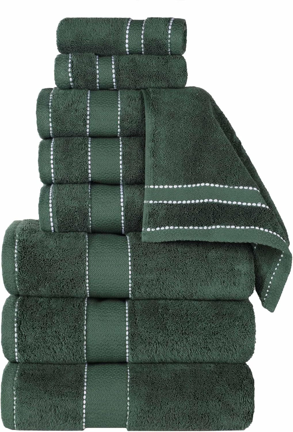 Superior Niles Egypt Produced Giza Cotton 9 Piece Towel Set, Forest Green