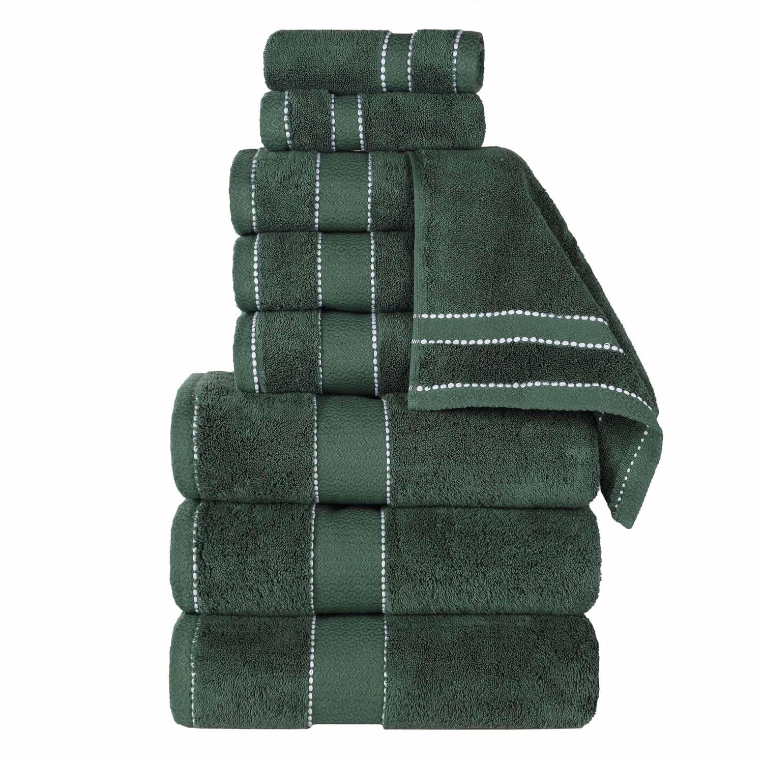 Superior Niles Egypt Produced Giza Cotton 9 Piece Towel Set, Forest Green