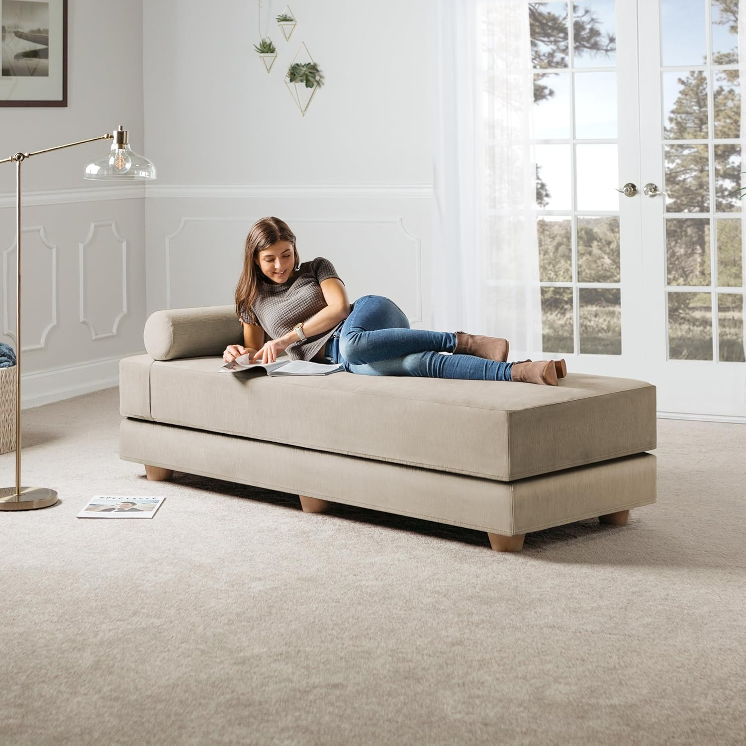 Jaxx Bean Bags Jaxx Artemis Daybed Queen Size Convertible Sleeper Ivory