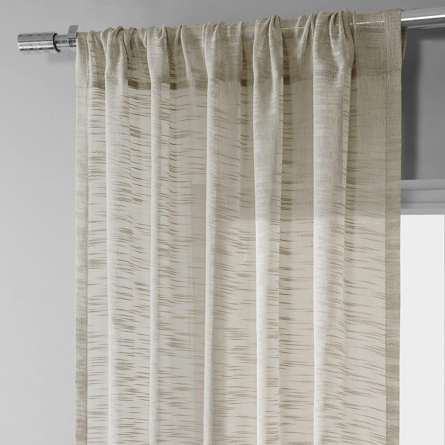 Open Weave Natural Linen Sheer Curtain (1 Panel), Open Weave Natural, 50W X 120L