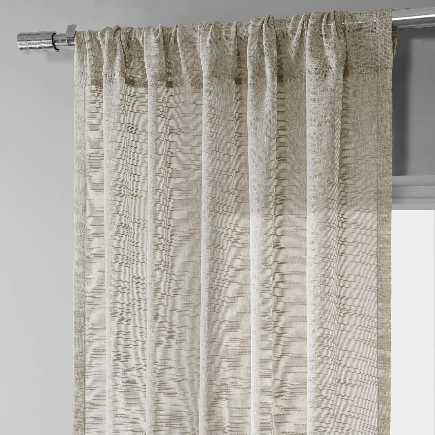 Open Weave Natural Linen Sheer Curtain (1 Panel), Open Weave Natural, 50W X 120L