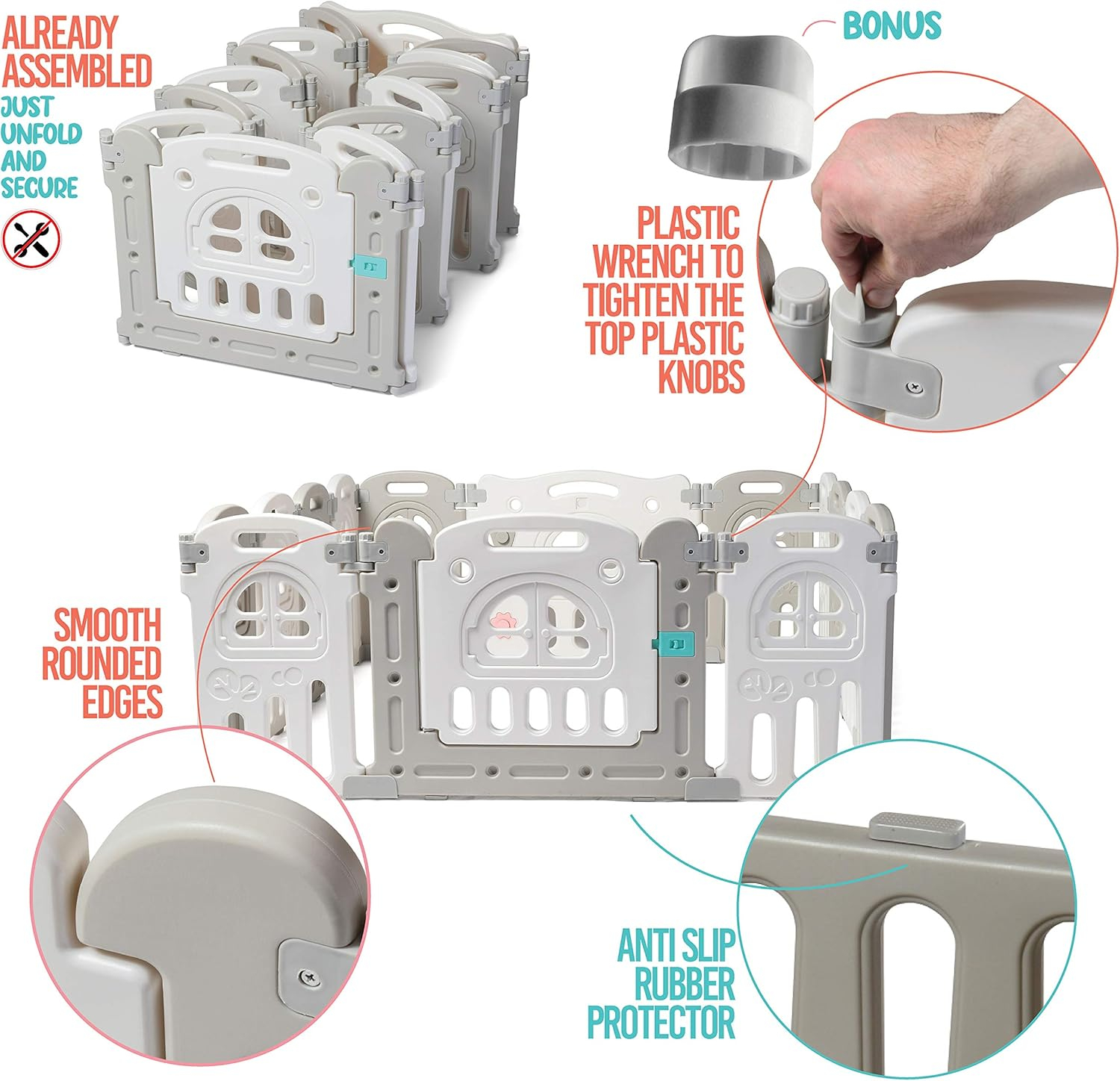 Play22 Foldable Baby Playpen 14 Panel - Kids Safety Activity Play Center - Safety Play Yard Play Pens for Babies - Safety Gates for Indoor and Outdoor Play - Adjustable Shape