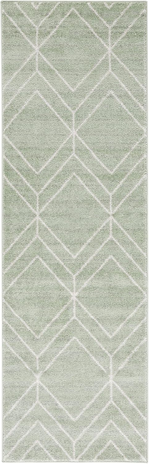 SAFAVIEH Adirondack Caitriona Geometric Runner Rug, Sage/Ivory, 2'6" x 6'