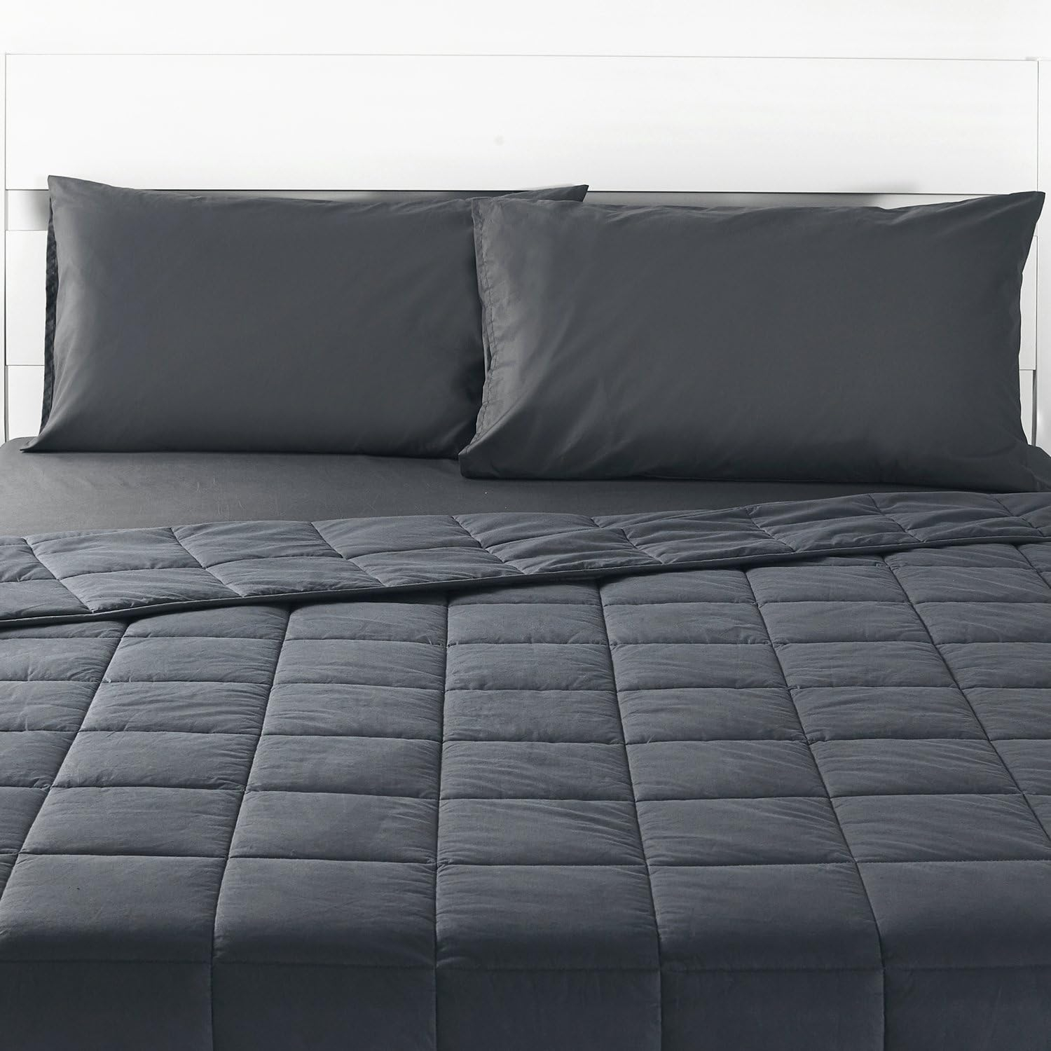 King Size Weighted Blanket | 80''x90'',20lbs | for Single or Double | Premium Cotton Material with Glass Beads | Dark Grey